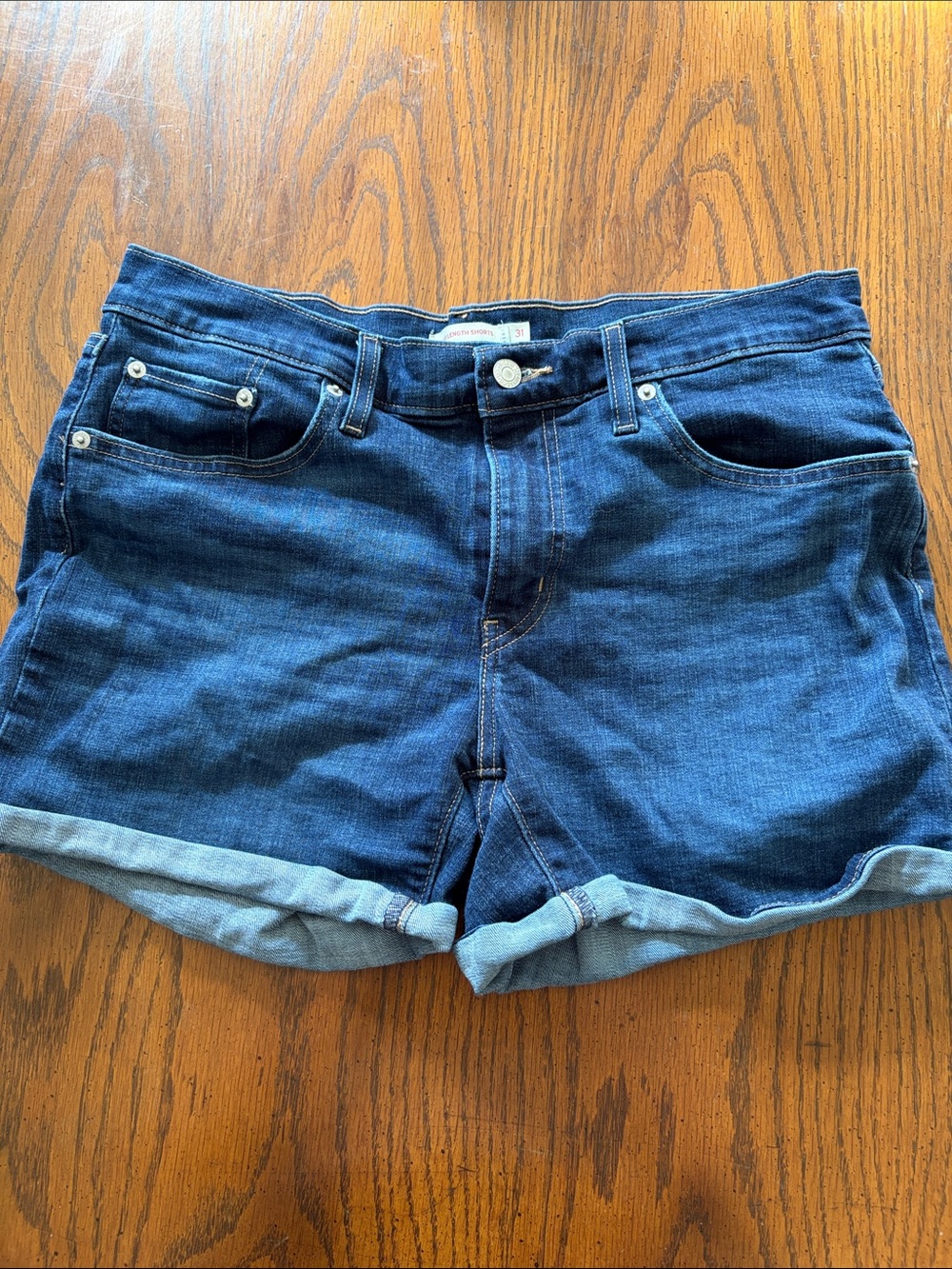 Levi's Dark Blue Rolled Cuff Denim Shorts